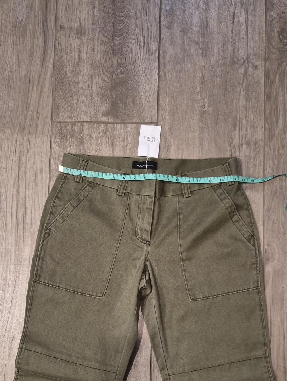 Y2K Vintage Moda International Olive Green Flare Wide-Leg Jeans - Picture 3 of 5